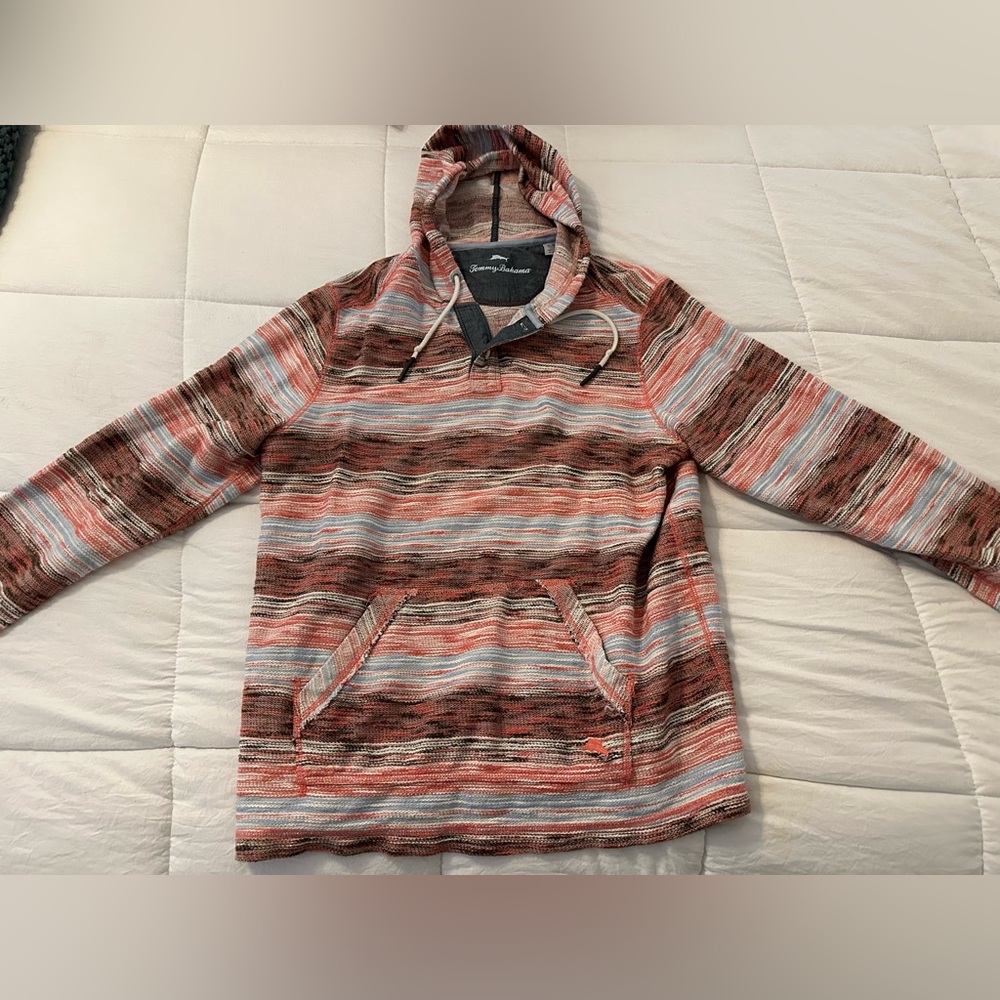 Tommy Bahama - Long Sleeve Striped Linen Blend Hoodie - Size M
